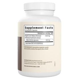 Capsules de champignon Lion's Mane de Real Mushrooms sur fond blanc