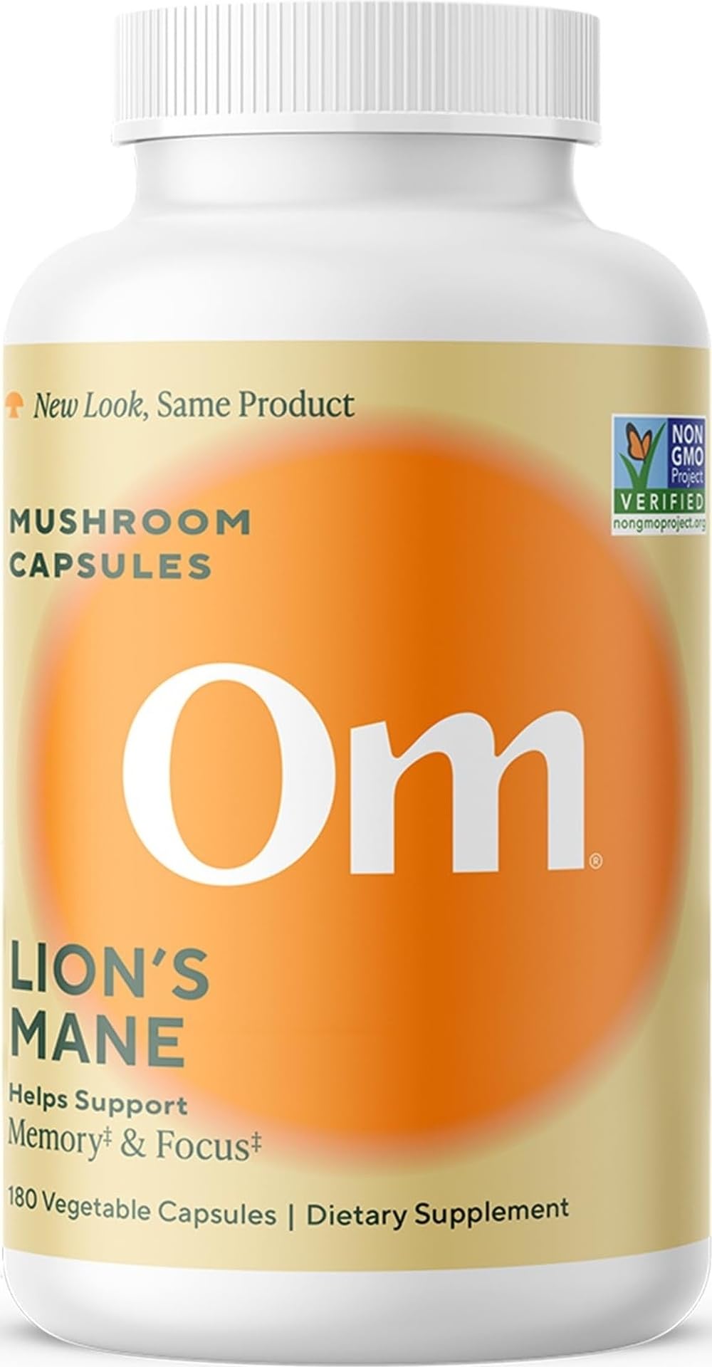 Capsules de Champignon Lion's Mane OM MUSHROOM SUPERFOOD, bouteille vue de face