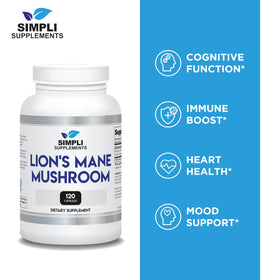 Capsules de champignon lion Simpli Supplements, vue de près