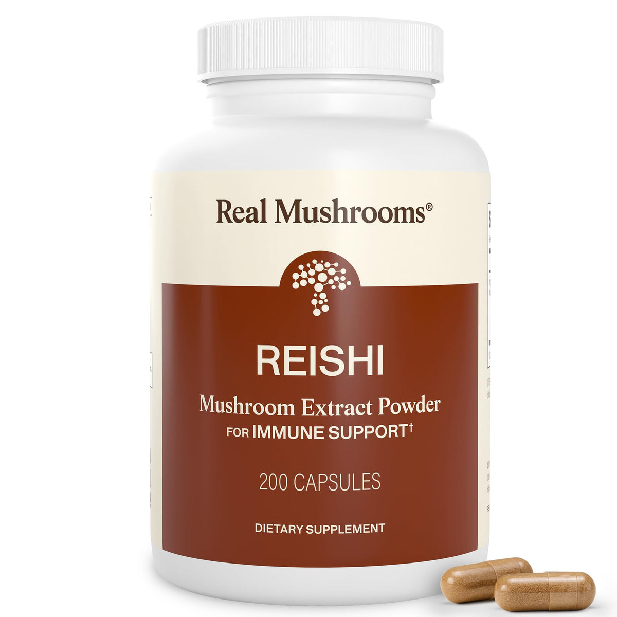 Capsules de champignon Reishi Real Mushrooms, présentation du produit