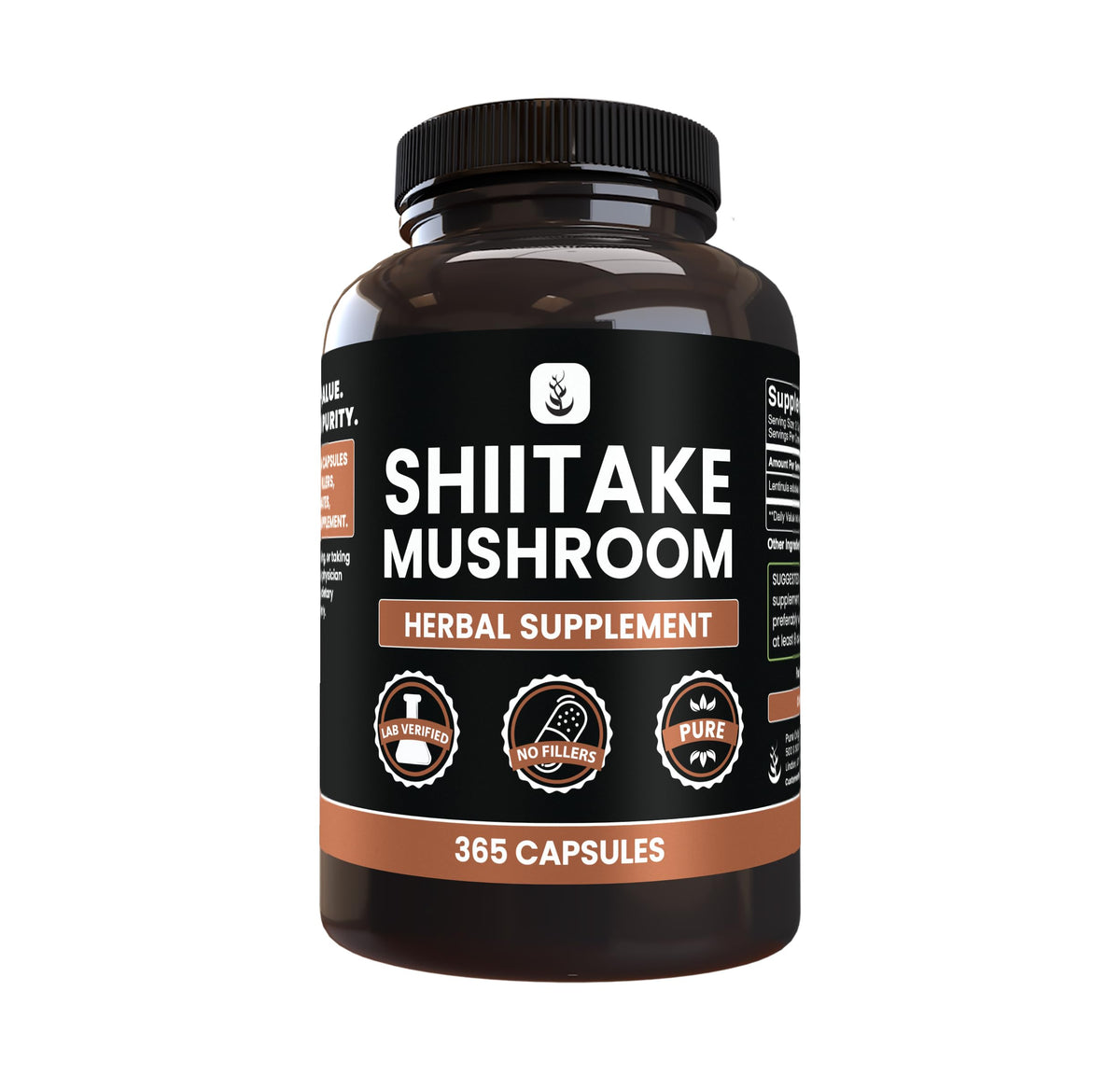 Capsules de Champignon Shiitake de PURE ORIGINAL INGREDIENTS, vue de face
