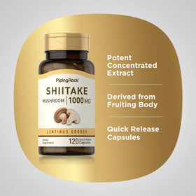 Capsules de champignon shiitake Piping Rock sur fond blanc