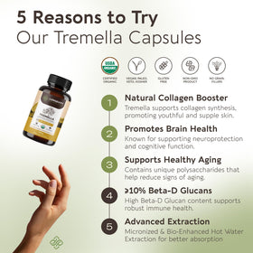 Capsules de champignon Tremella bio avec un fond naturel