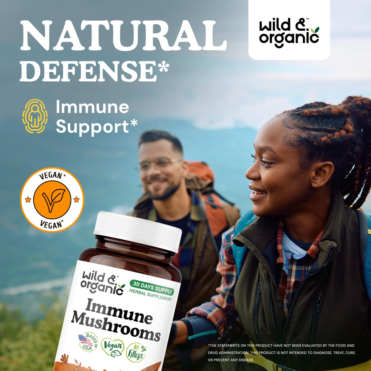 Capsules de champignons Wild & Organic en gros plan