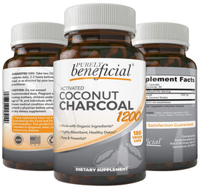 Capsules de charbon actif de coco PURELY bénéfique, 180 unités