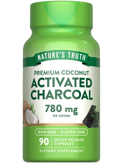 Capsules de charbon actif Nature's Truth 780 mg, vue de face
