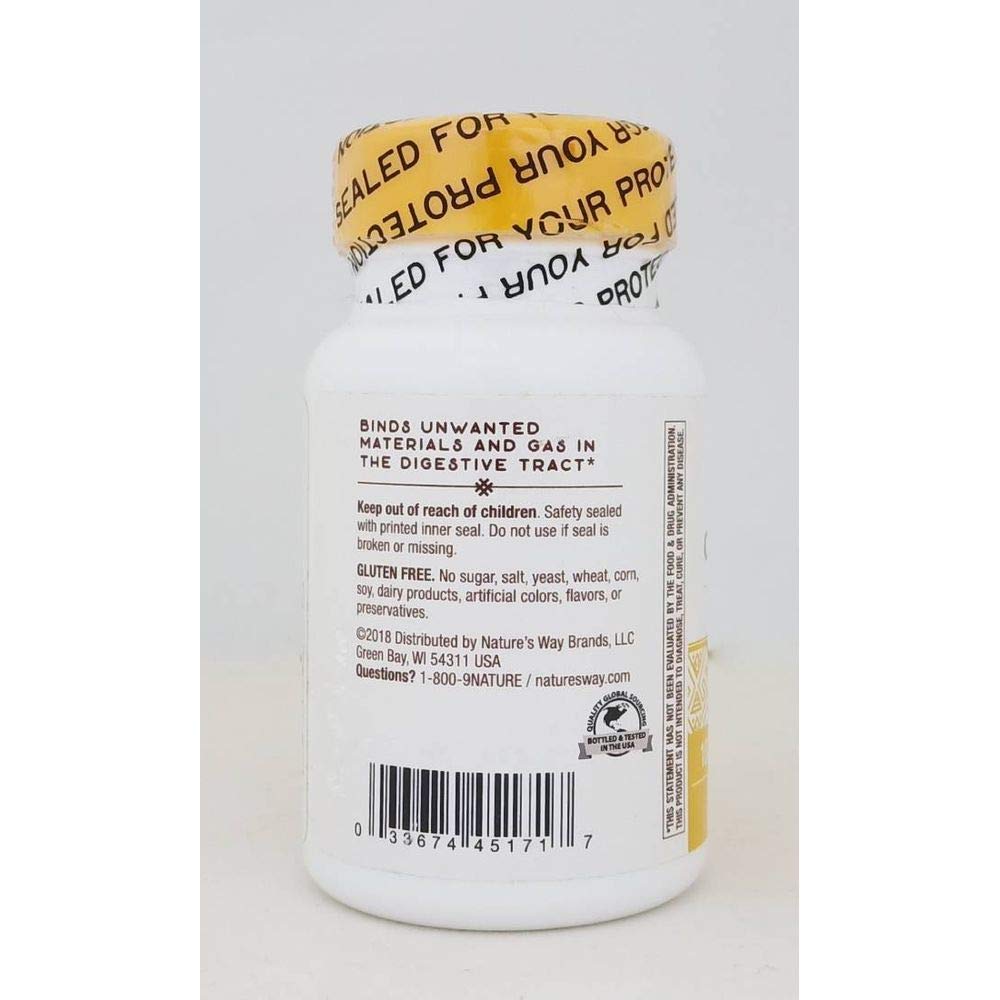 Capsules de charbon actif Nature's Way sur une surface blanche