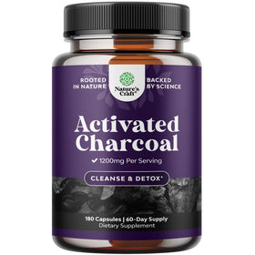 Capsules de charbon actif Natures Craft 1200mg, flacon de 180 unités
