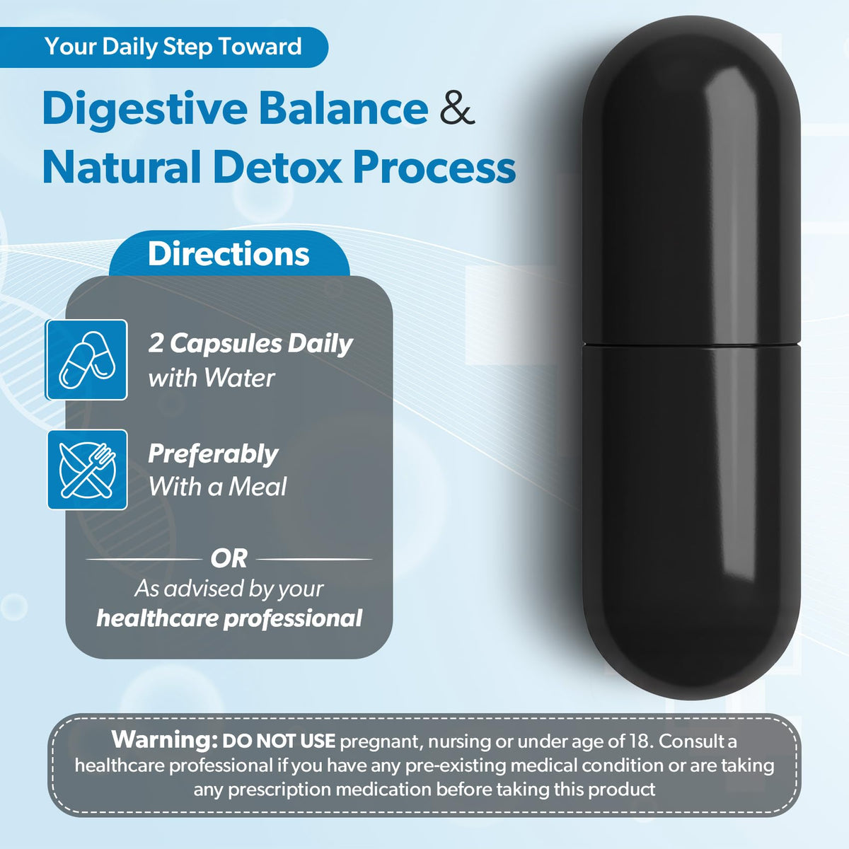 Capsules de charbon actif TRUEMED 1200mg, capsules individuelles