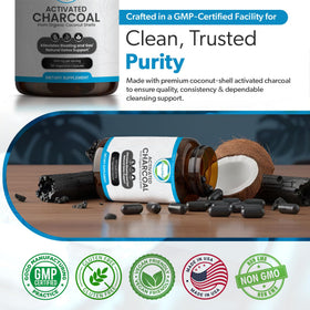 Capsules de charbon actif TRUEMED 1200mg, vue de côté