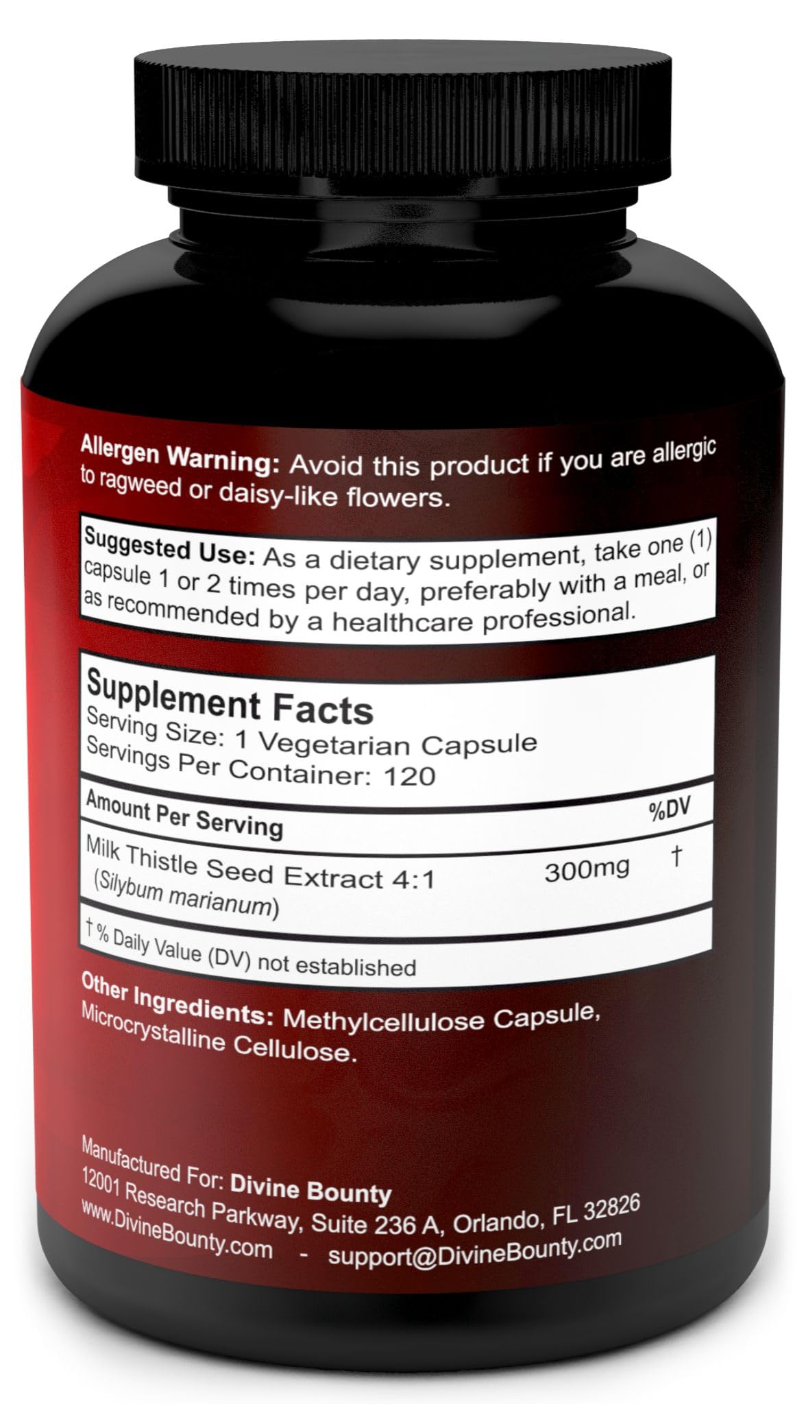 Capsules de Chardon-Marie Divine Bounty prêtes à être prises