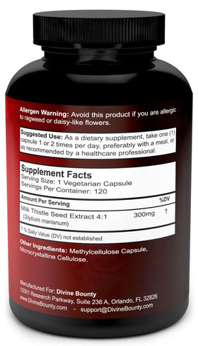 Capsules de Chardon-Marie Divine Bounty prêtes à être prises