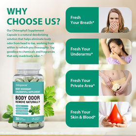 Capsules de chlorophylle Adeqauom avec des herbes fraîches