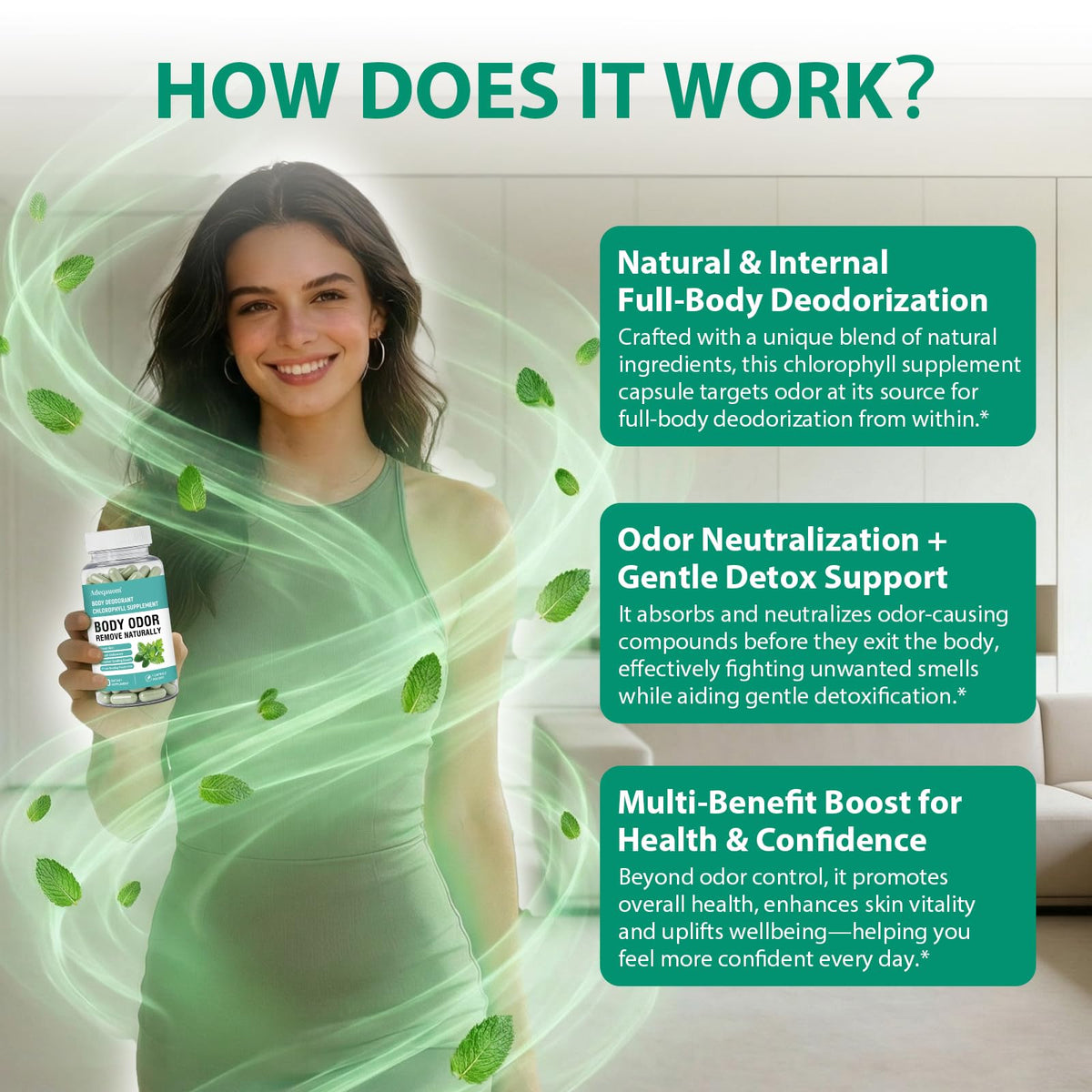 Capsules de chlorophylle Adeqauom, vue de côté