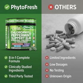 Capsules de chlorophylle avec des feuilles vertes