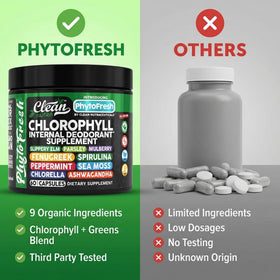 Capsules de chlorophylle Clean Nutraceuticals à côté d'autres compléments