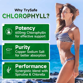 Capsules de chlorophylle TrySafe avec spiruline et chlorelle