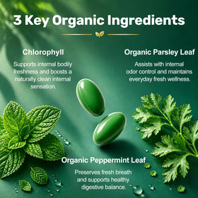 Capsules de chlorophylle ZHPHK sur fond blanc