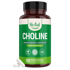 Capsules de Choline Bitartrate Nested Naturals 500mg en boîte