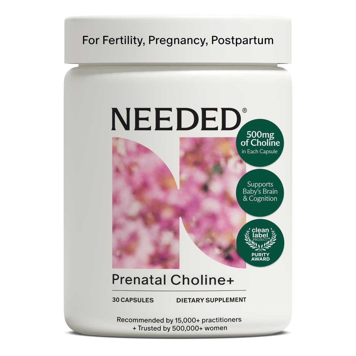 Capsules de Choline Prénatal Needed. 500mg en flacon