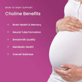 Capsules de choline prénatale Mother's Promise sur fond blanc
