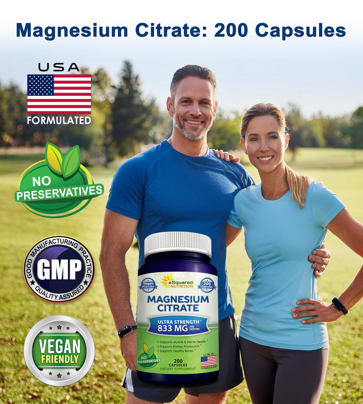 Capsules de citrate de magnésium aSquared Nutrition en gros plan