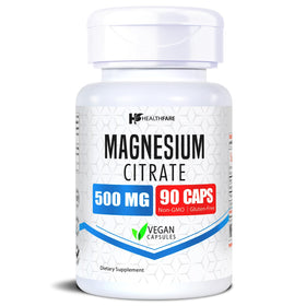 Capsules de citrate de magnésium Healthfare 500mg vue de face