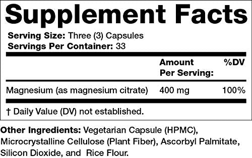 Capsules de citrate de magnésium Olympian Labs sur fond blanc