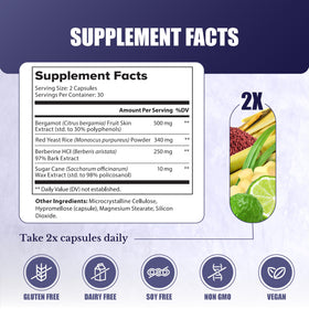 Capsules de Citrus Bergamot 500 mg sur une table