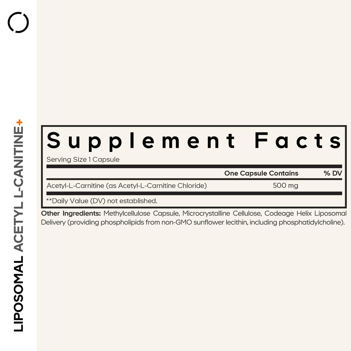 Capsules de Codeage Acétyl-L-Carnitine+ 500mg sur une surface blanche