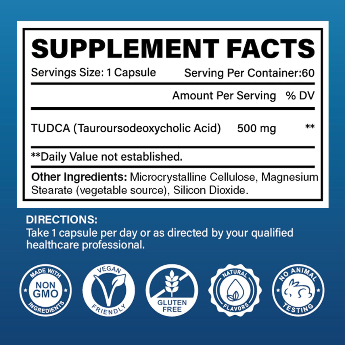 Capsules de Cofure TUDCA 500mg sur fond blanc