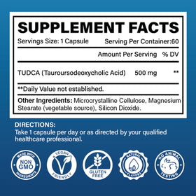 Capsules de Cofure TUDCA 500mg sur fond blanc