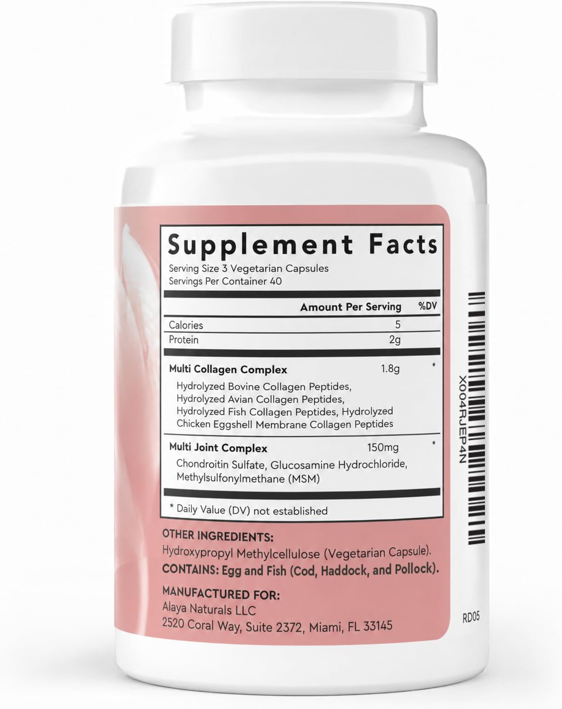 Capsules de collagène Alaya Naturals en gros plan