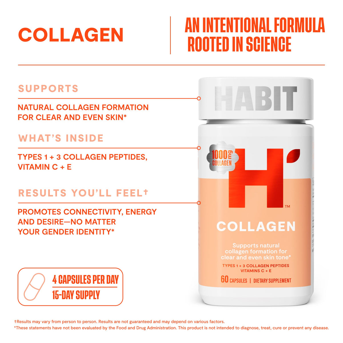 Capsules de collagène Health By Habit sur une table