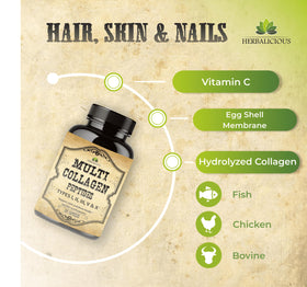 Capsules de collagène HERBALICIOUS sur fond blanc