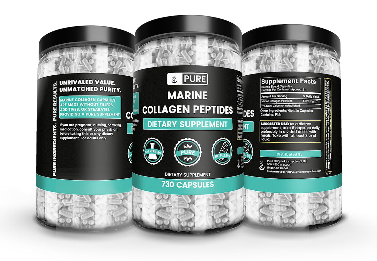 Capsules de collagène marin sur un fond naturel
