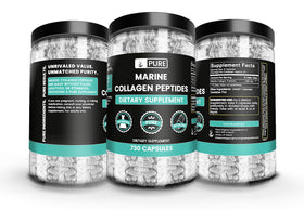 Capsules de collagène marin sur un fond naturel