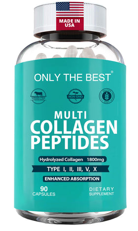 Capsules de collagène multi type Only The Best 1800mg vue de face