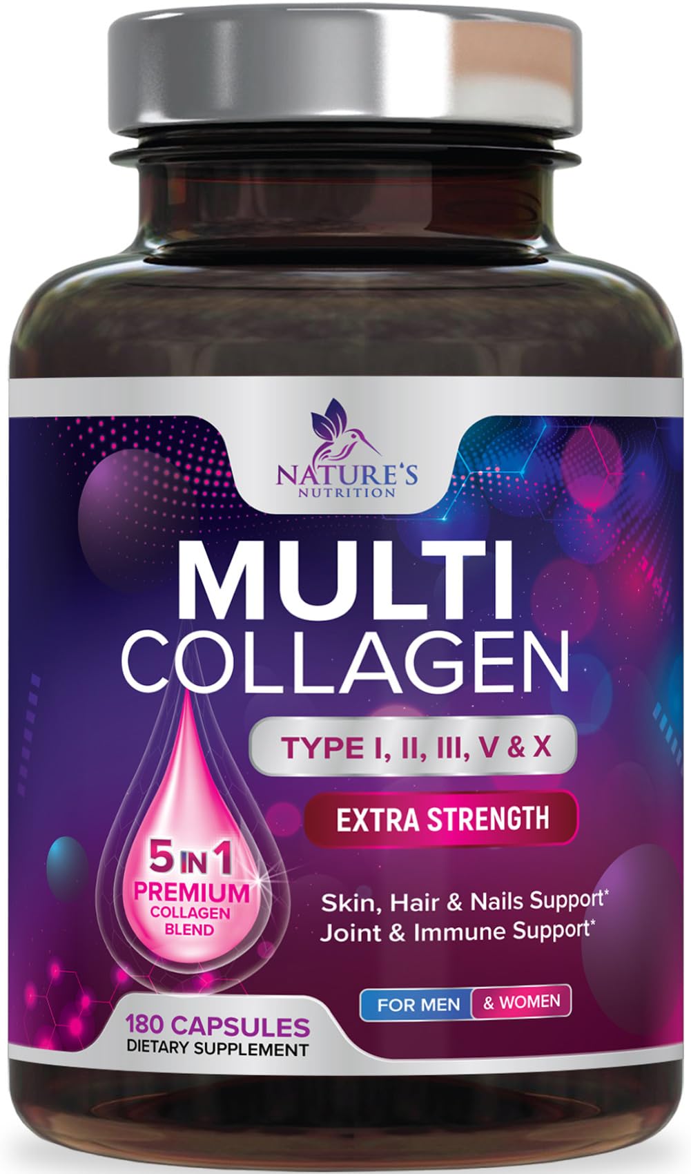 Capsules de collagène multi types Nature's Nutrition vue de face