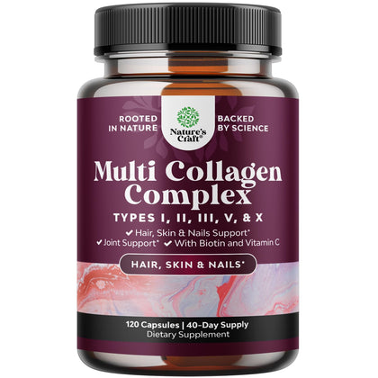 Capsules de collagène Natures Craft 120 Ct avec étiquette visible