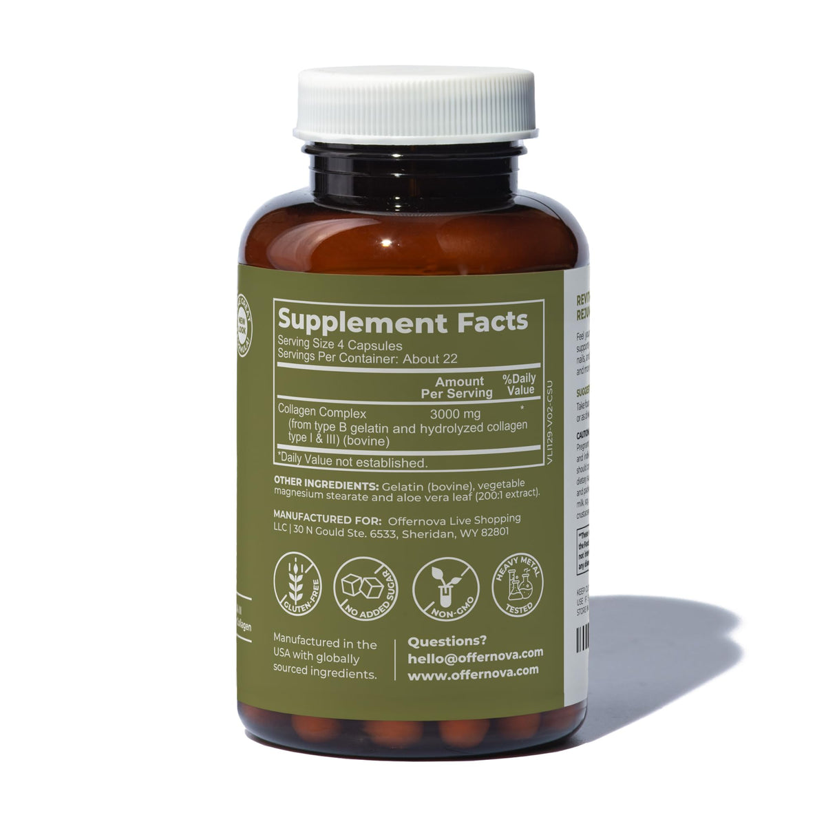 Capsules de collagène Offernova dans une main