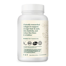 Capsules de collagène peptides Great Lakes Gelatin sur une surface blanche