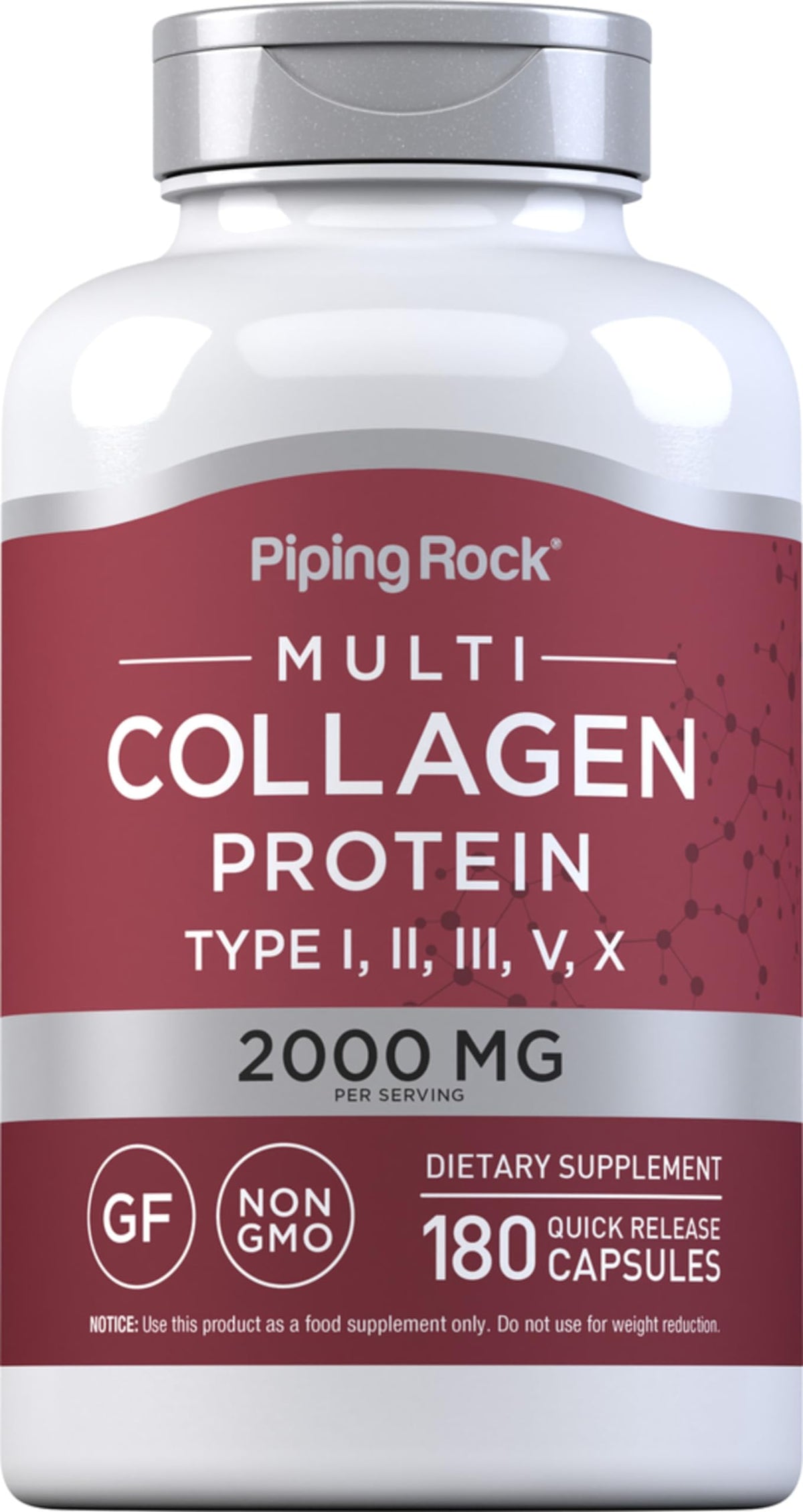 Capsules de collagène Piping Rock 2000 mg en boîte de 180 unités