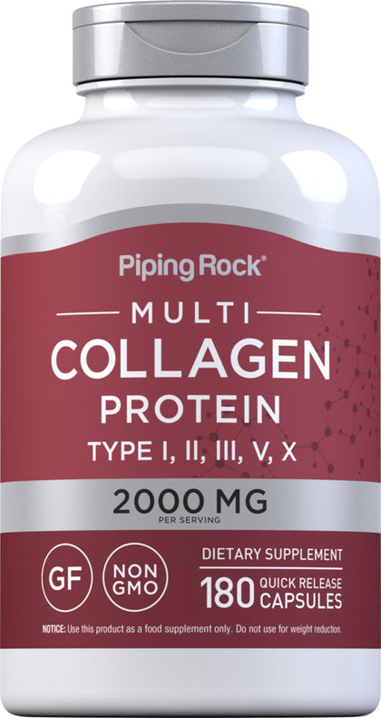 Capsules de collagène Piping Rock 2000 mg en boîte de 180 unités