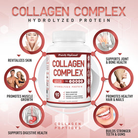 Capsules de collagène Purely Optimal sur une surface blanche