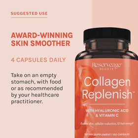 Capsules de collagène Reserveage Nutrition avec verre d'eau