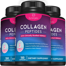Capsules de collagène Sunergetic avec un fond de plantes