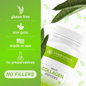 Capsules de collagène VERDEVITALIS sur un fond blanc