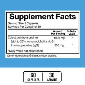 Capsules de colostrum American Standard Supplements, vue de près