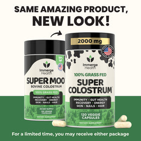 Capsules de colostrum d'ImmergeHealth.com prêtes à être prises